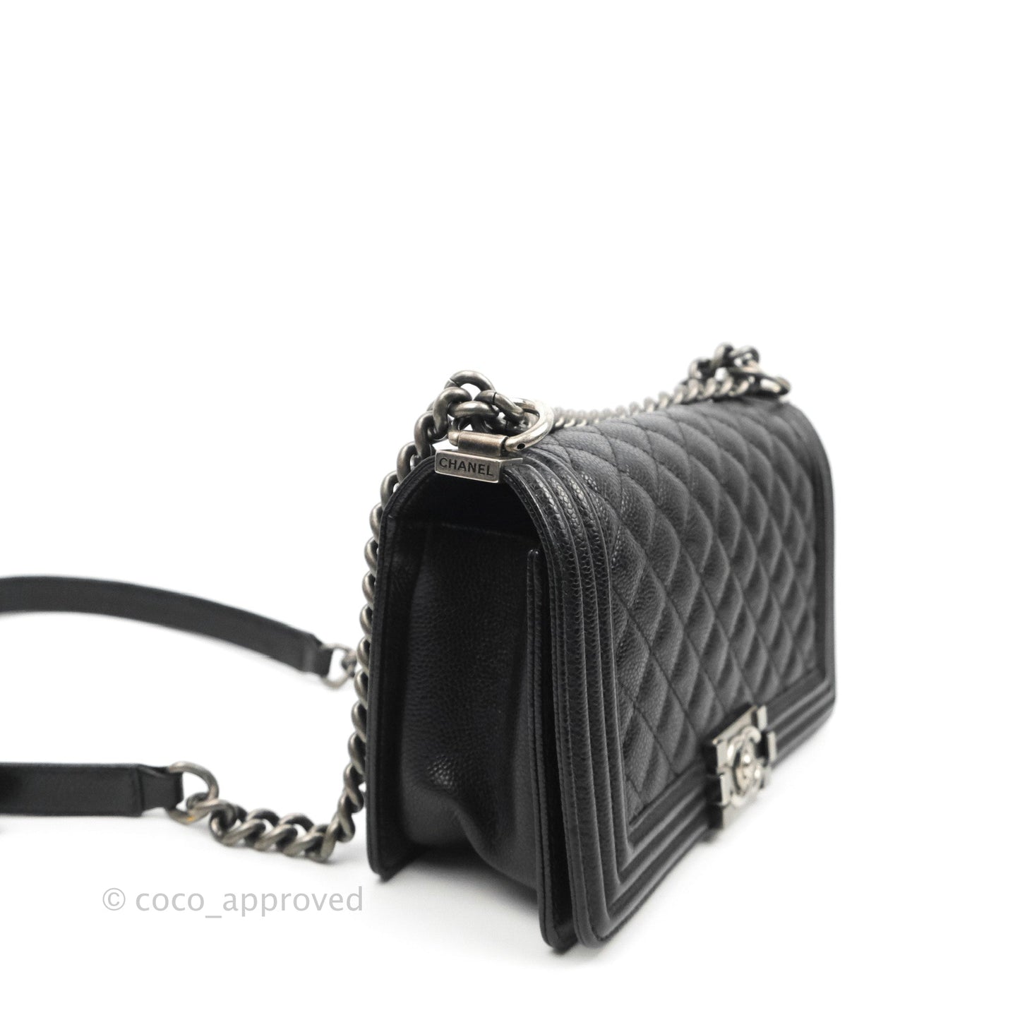 Chanel Quilted Medium Boy Black Caviar Ruthenium Hardware