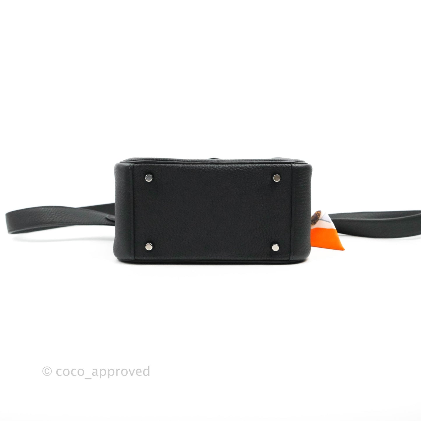 Hermès Mini Lindy 20 Taurillon Clemence Black Palladium Hardware With Twilly