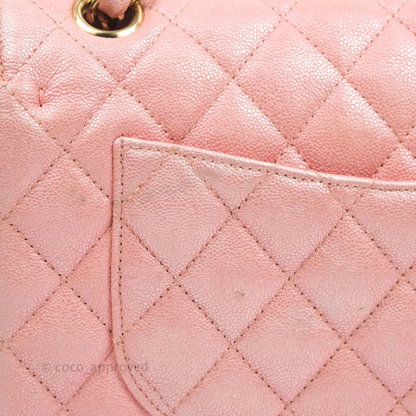 Chanel Small Classic Quilted Flap Iridescent Pink Caviar Gold Hardware 19S