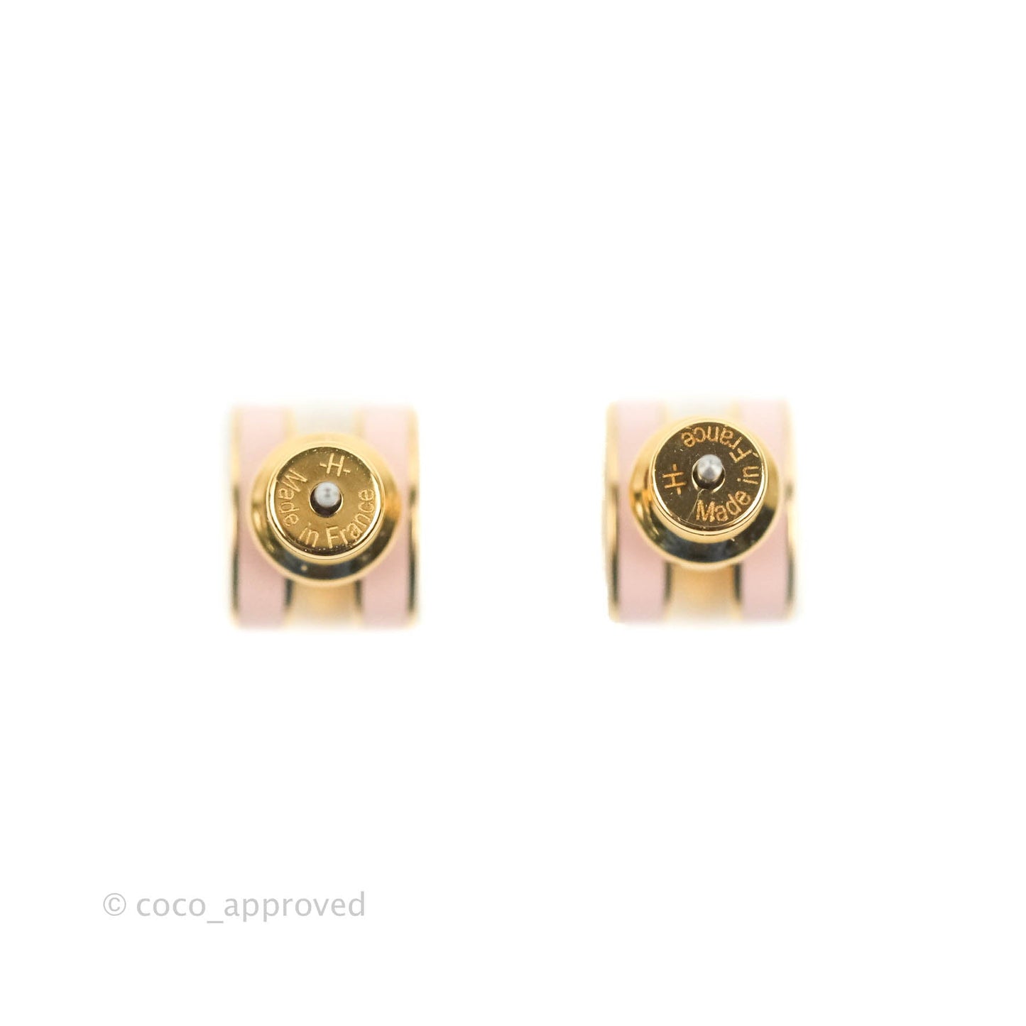 Hermès Mini Pop H Earrings Rose Dragee Gold Tone