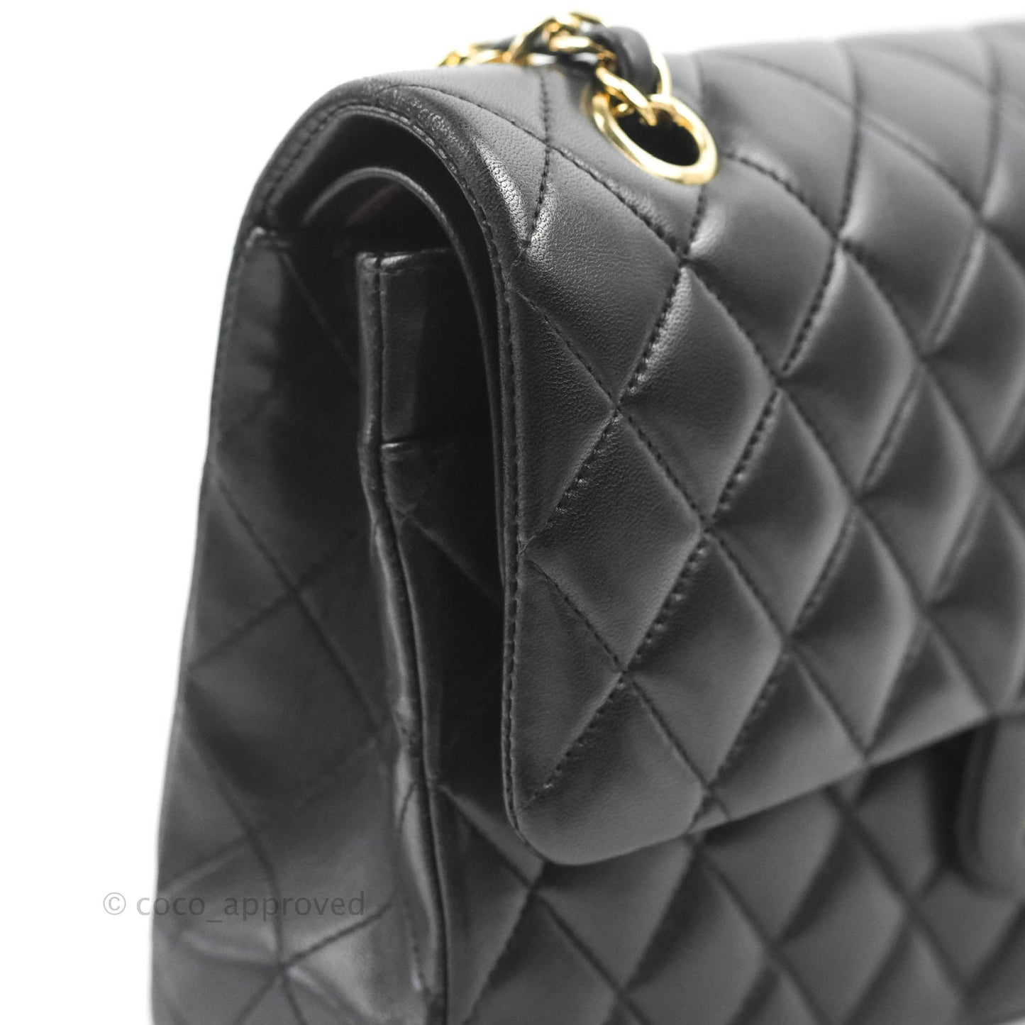 Chanel Classic M/L Medium Flap Quilted Black Lambskin Gold Hardware