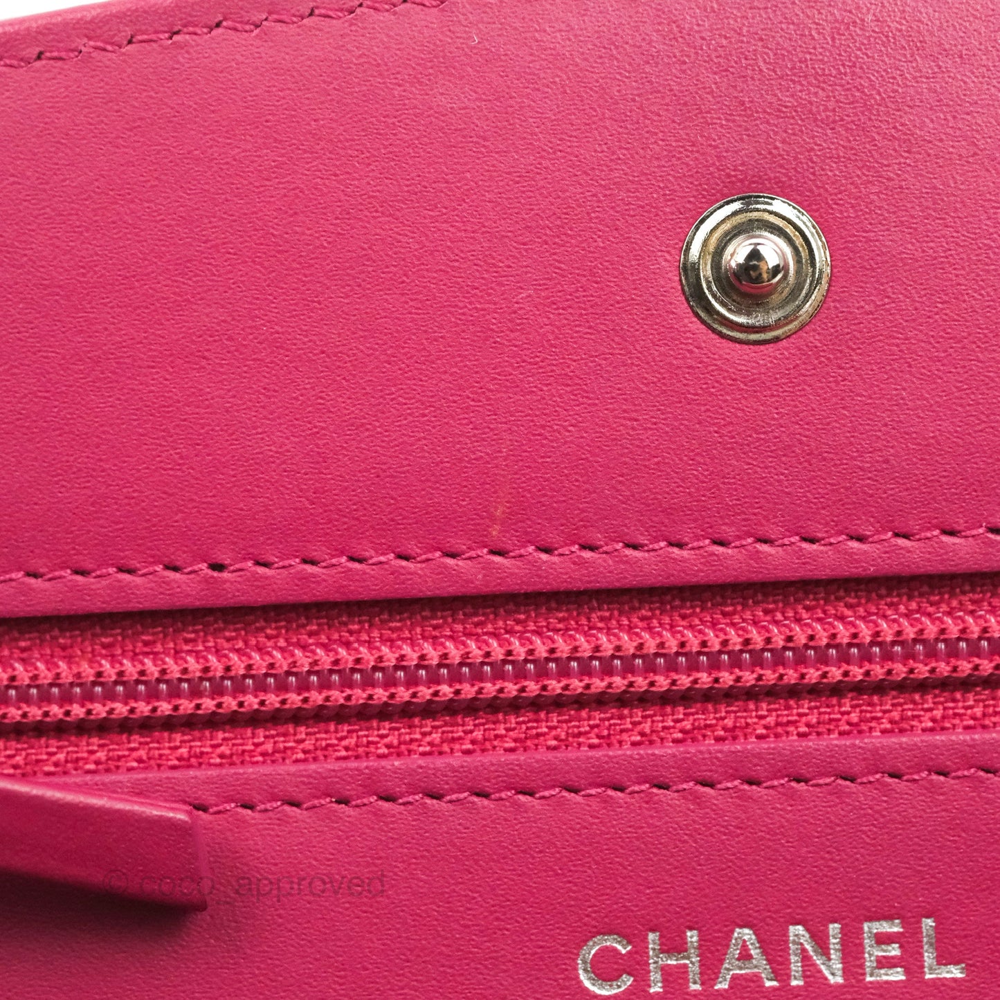 Chanel Wallet on Chain WOC Quilted Red Patent Ruthenium Hardware
