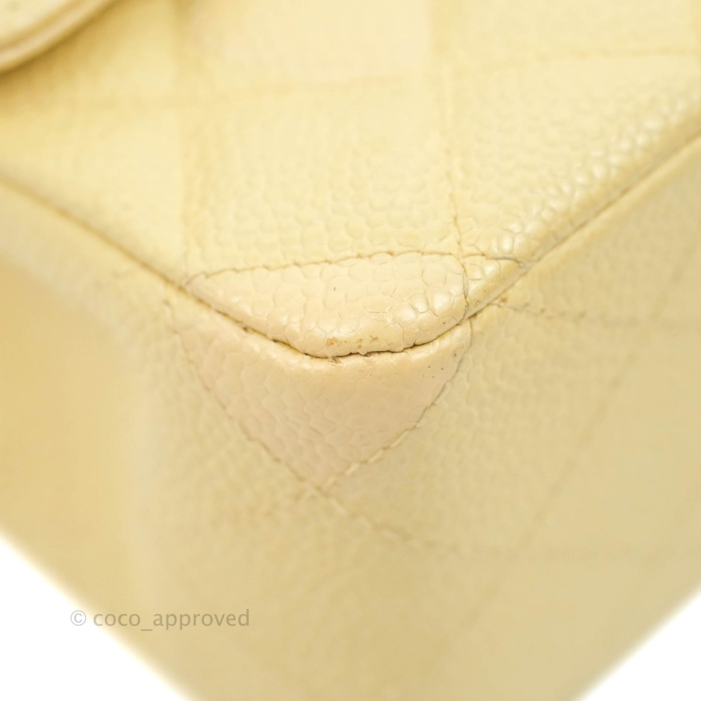 Chanel Vintage Classic M/L Medium Double Flap Bag Beige Caviar 24K Gold Hardware