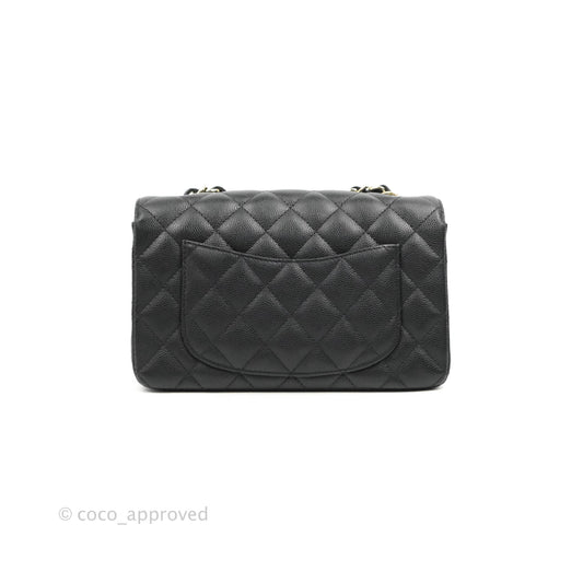 Chanel Classic Mini Rectangular Flap Black Caviar Gold Hardware 17C