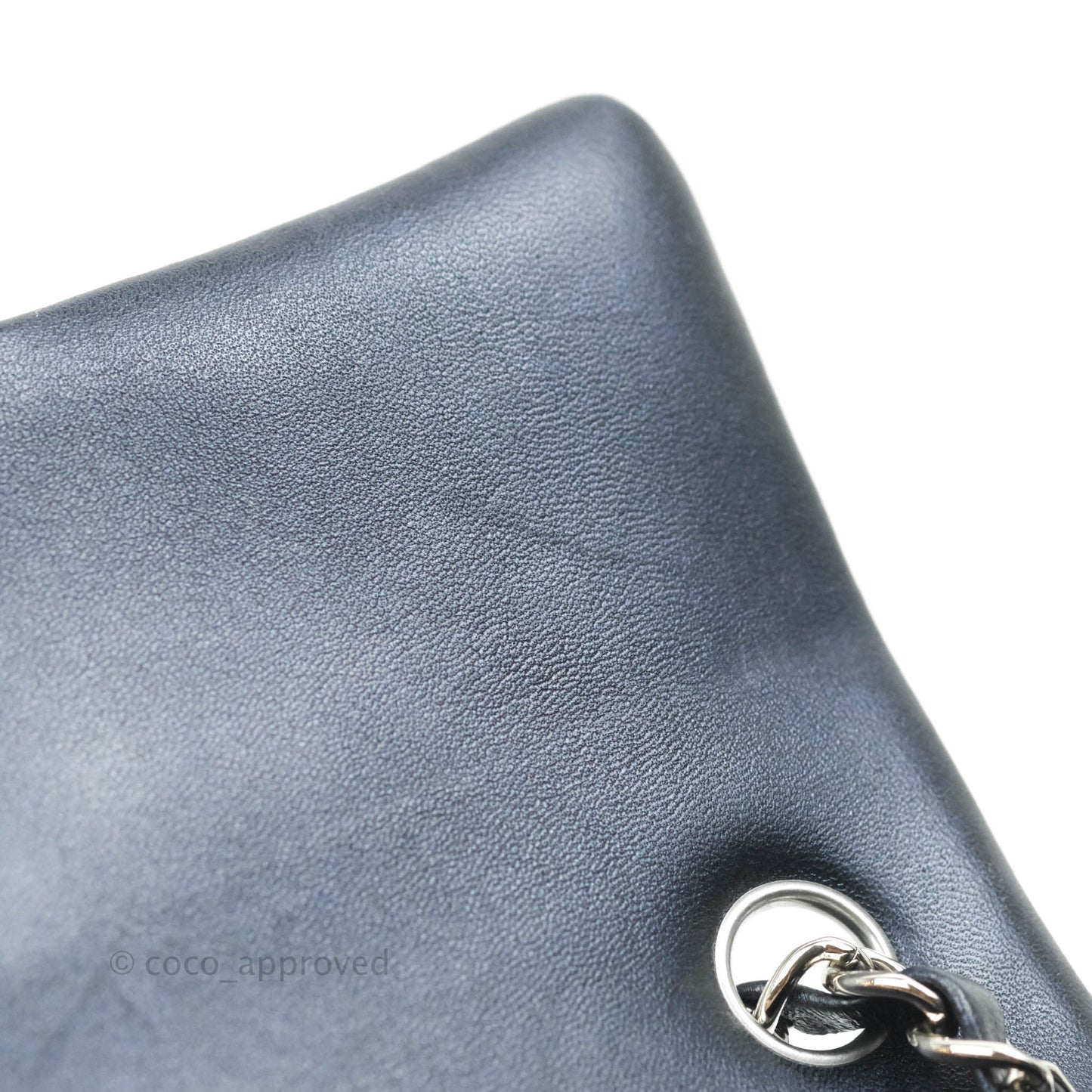 Chanel Quilted Mini Rectangular Lambskin Dark Navy Silver Hardware