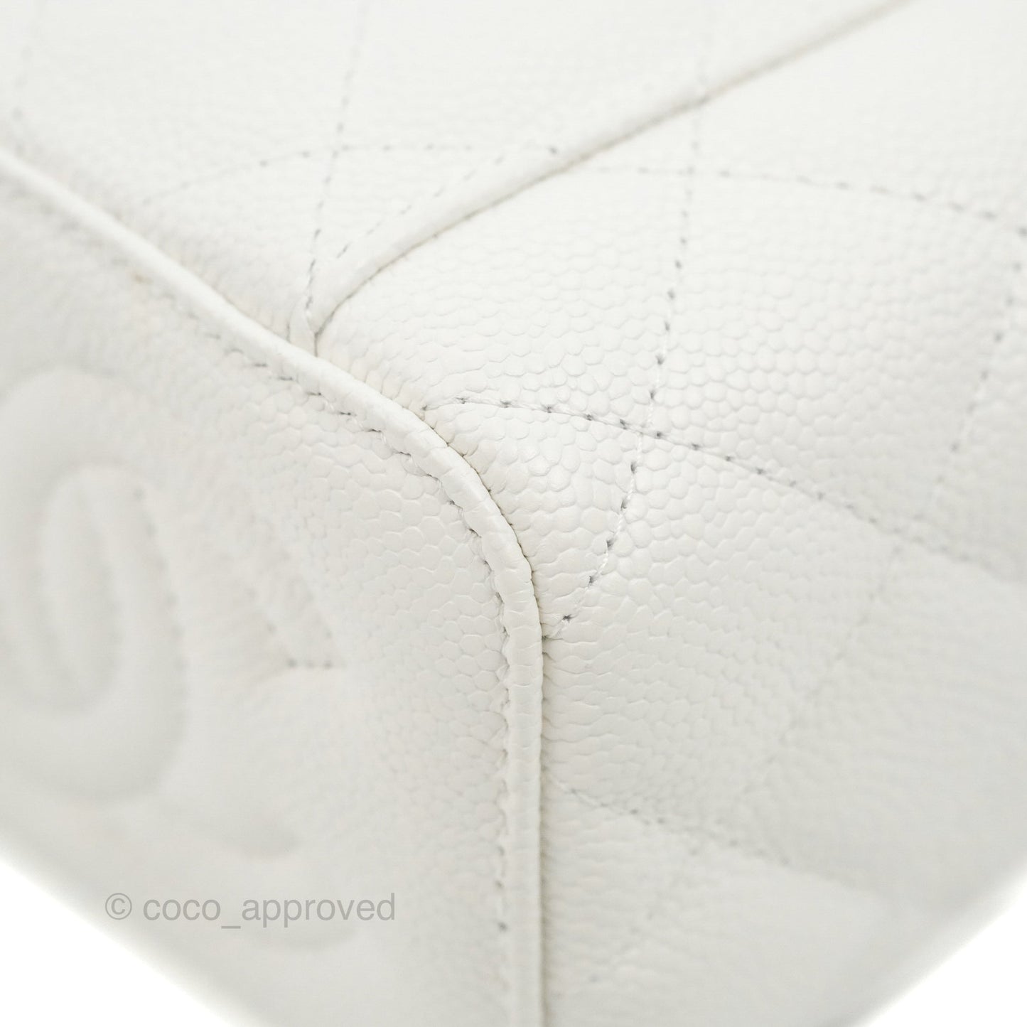 Chanel Quilted Heart Crush Mini Vanity With Chain White Caviar Aged Gold Hardware