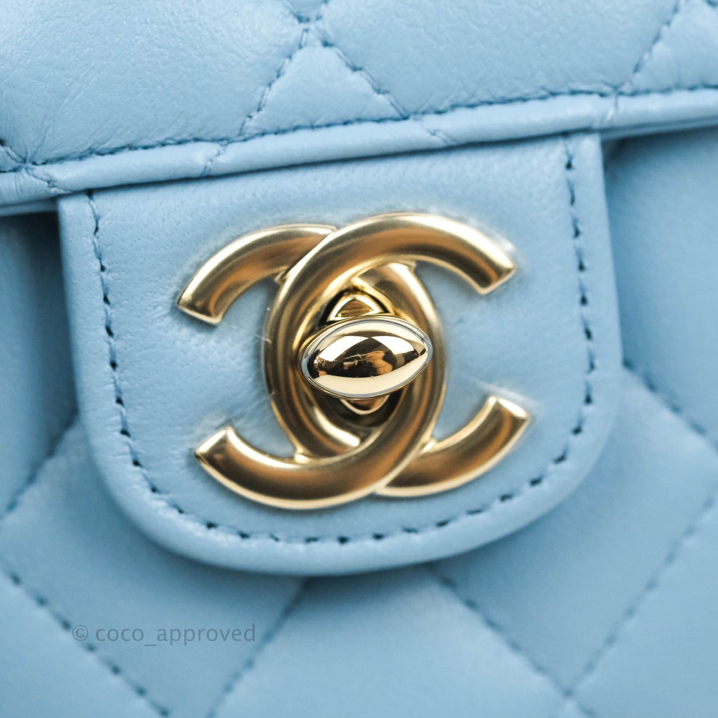 Chanel Small Heart Bag Blue Lambskin Gold Hardware 22S