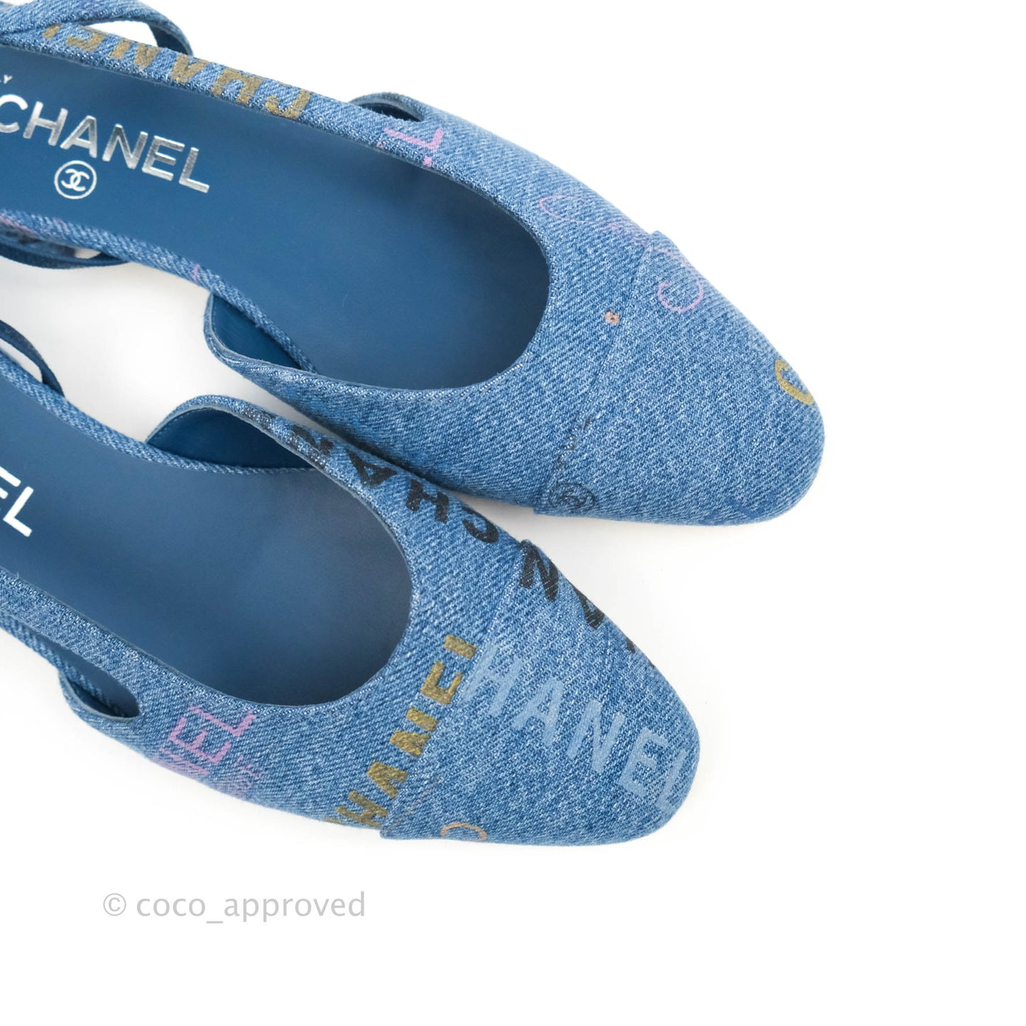 Chanel Denim Slingback 22S Size 37.5
