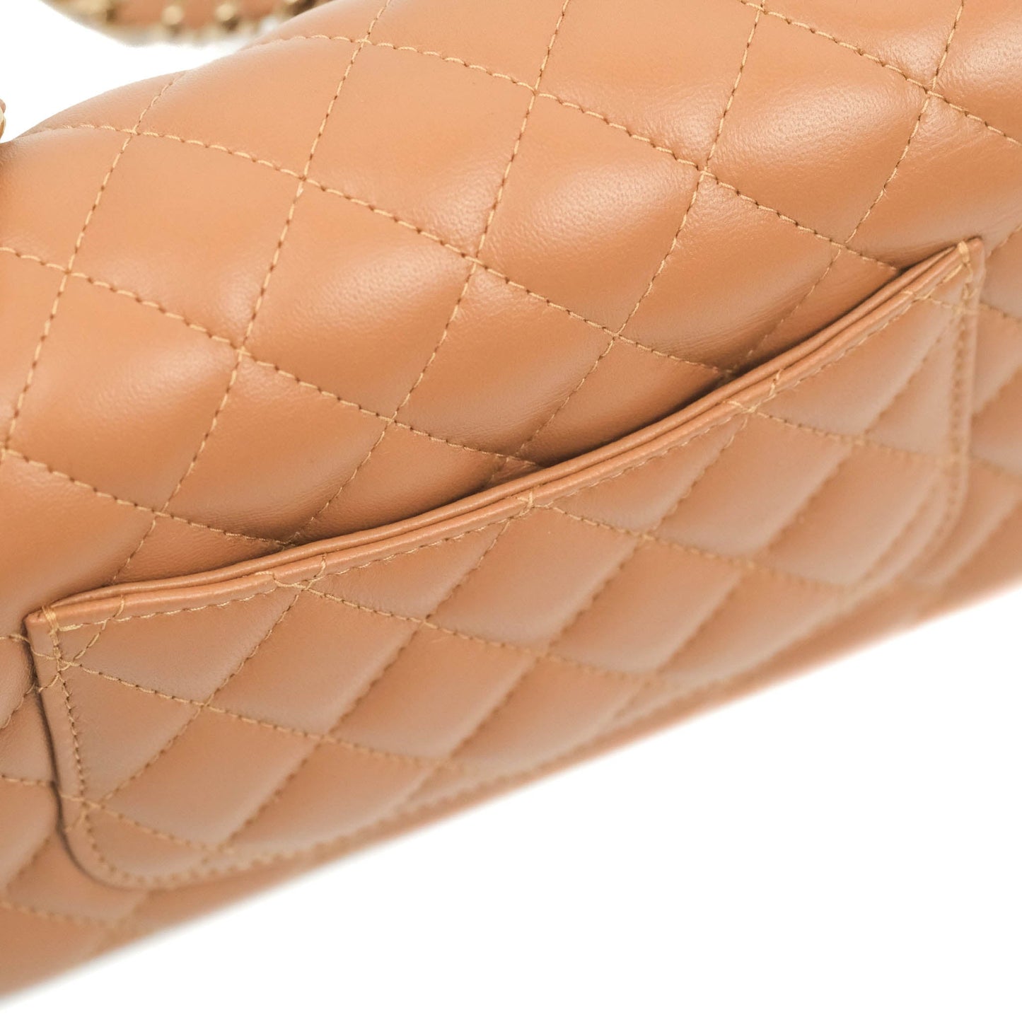 Chanel Quilted Mini Rectangular Flap Caramel Lambskin Gold Hardware 22S
