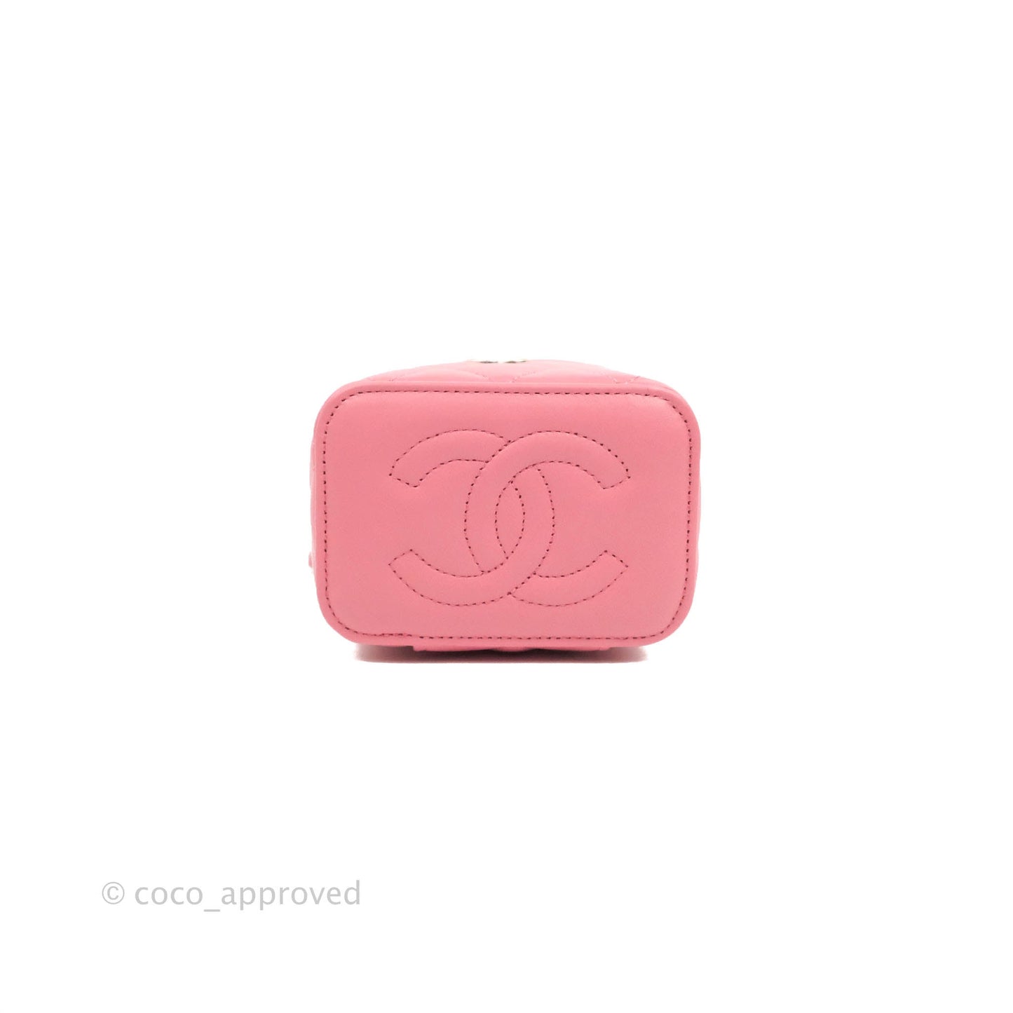 Chanel Mini Top Handle Vanity With Chain Pink Lambskin Gold Hardware