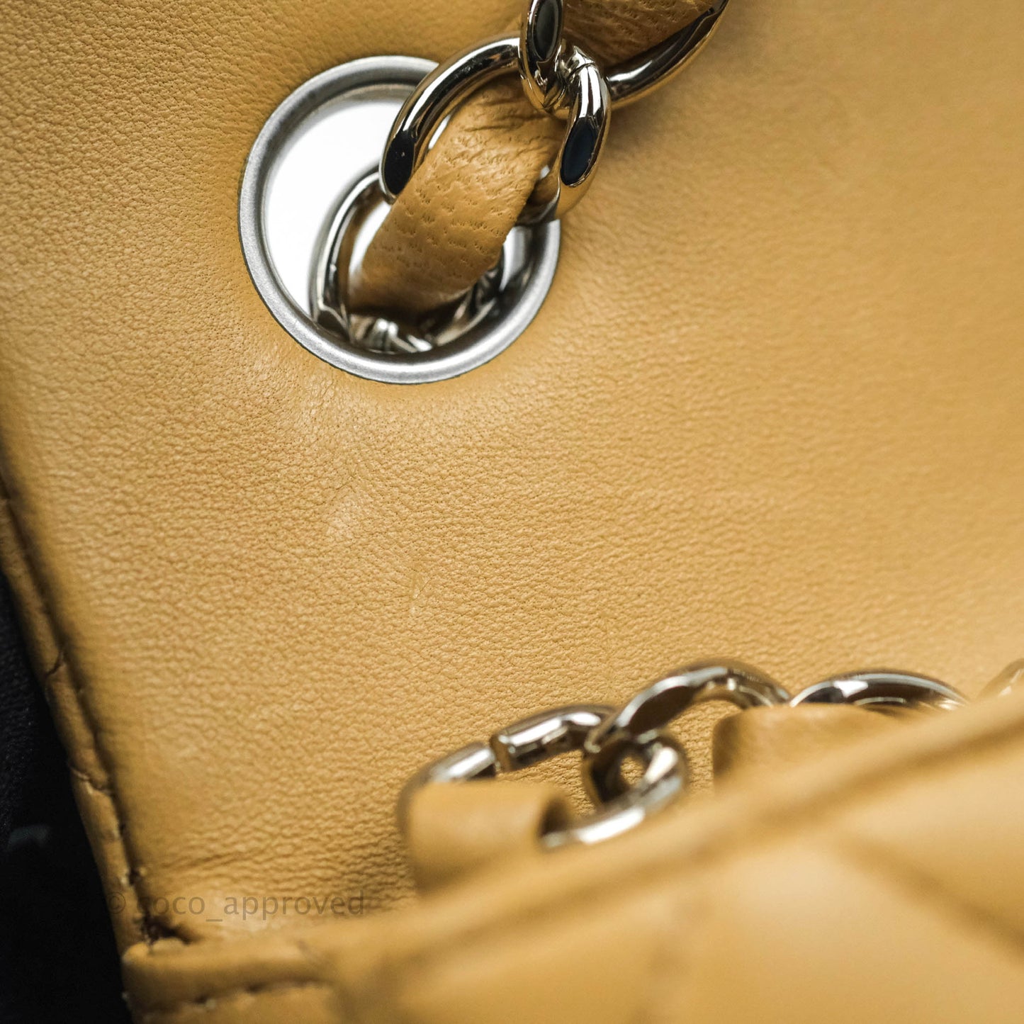 Chanel Quilted Mini Rectangular Lambskin Dark Beige Silver Hardware