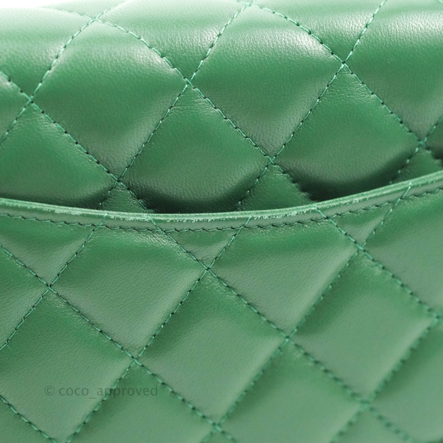 Chanel Quilted Classic Wallet on Chain WOC Green Lambskin Silver Hardware