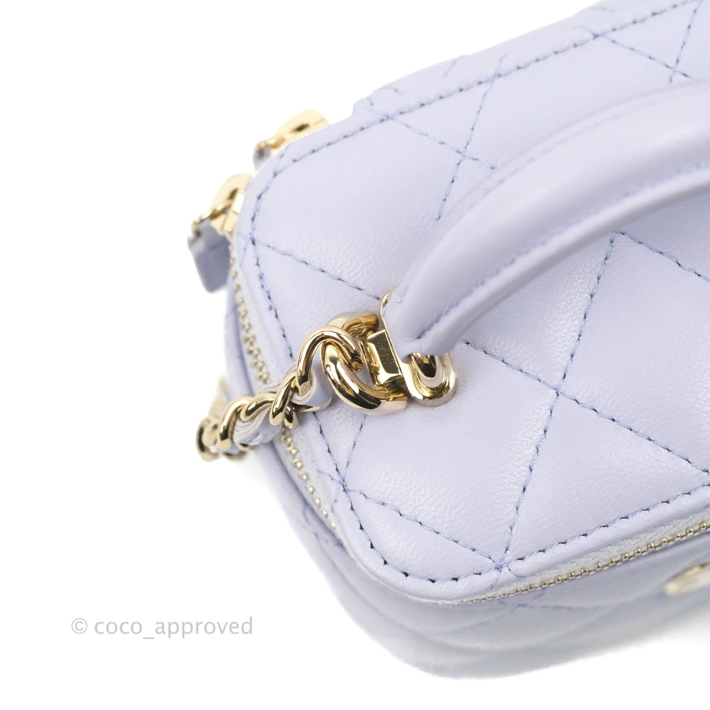 Chanel Mini Top Handle Vanity With Chain Lilac Lambskin Gold Hardware