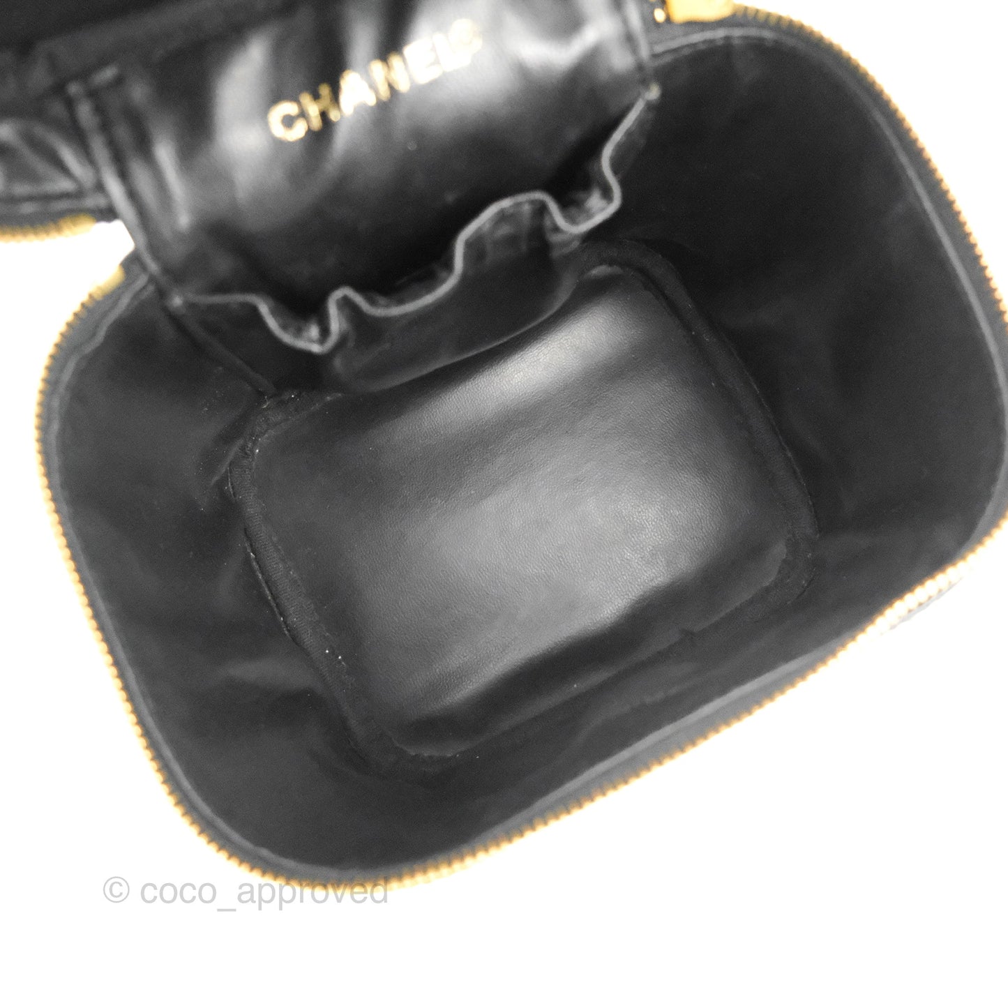 Chanel Vintage Vanity Case Black Caviar Gold Hardware