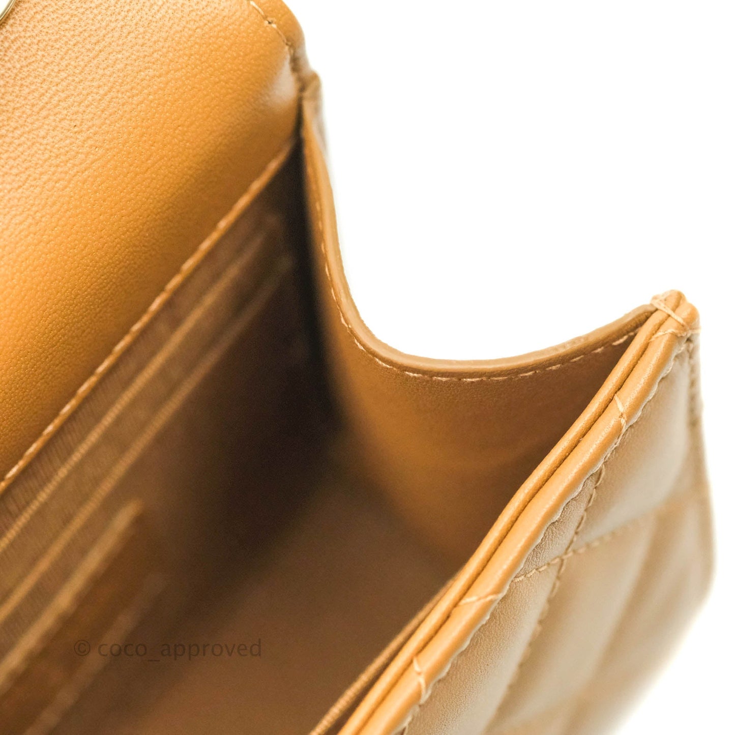 Chanel Mini Quilted Trendy CC Clutch With Chain Caramel Dark Beige Lambskin Gold Hardware