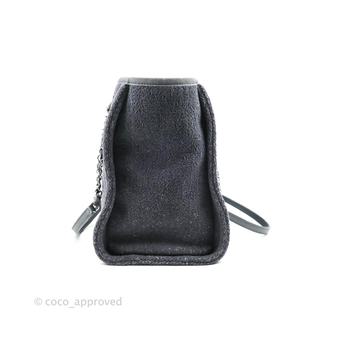 Chanel Medium Deauville Grey Glitter Lurex Tote Bag