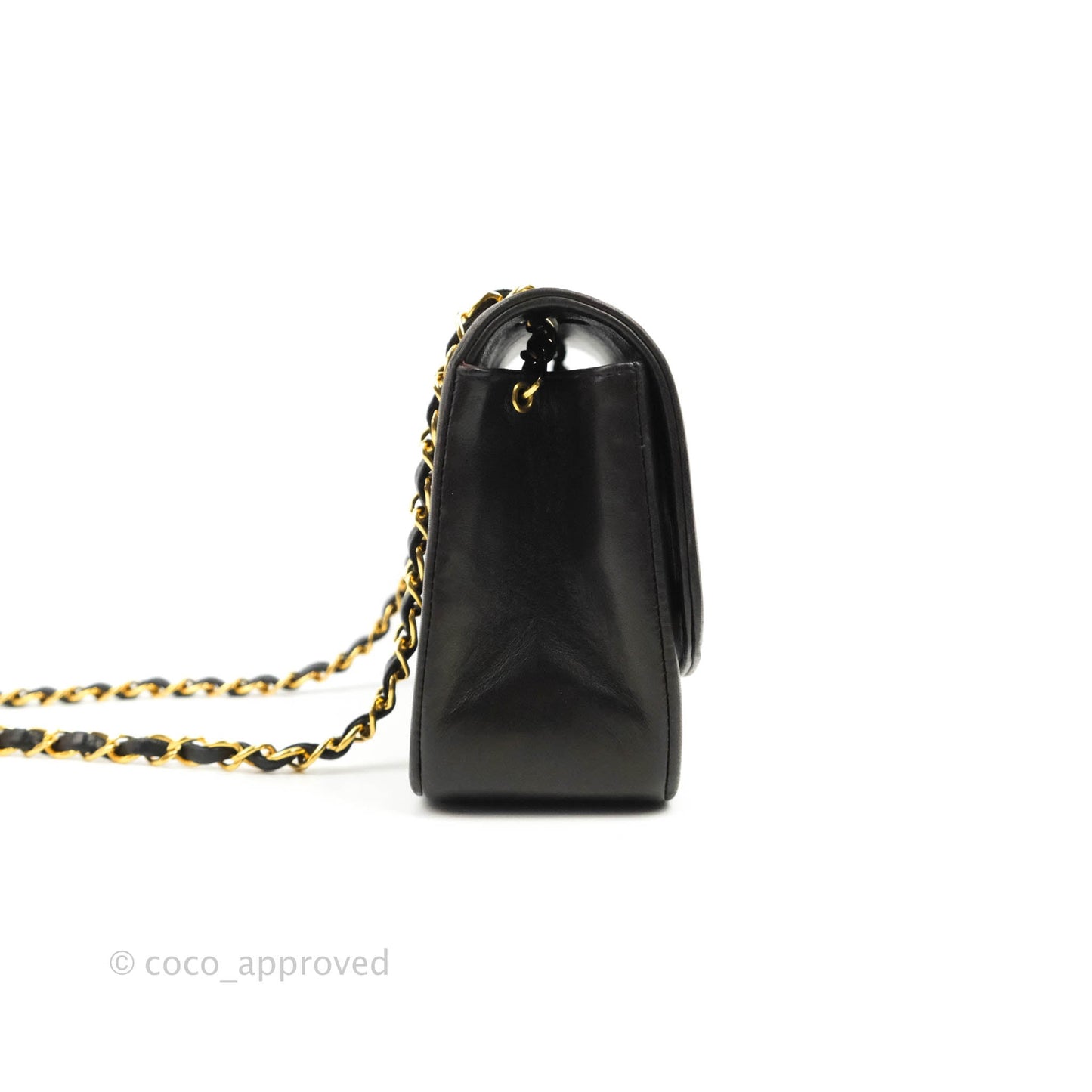 Chanel Vintage Small Quilted Classic Diana Flap Bag Black Lambskin 24K Gold Hardware