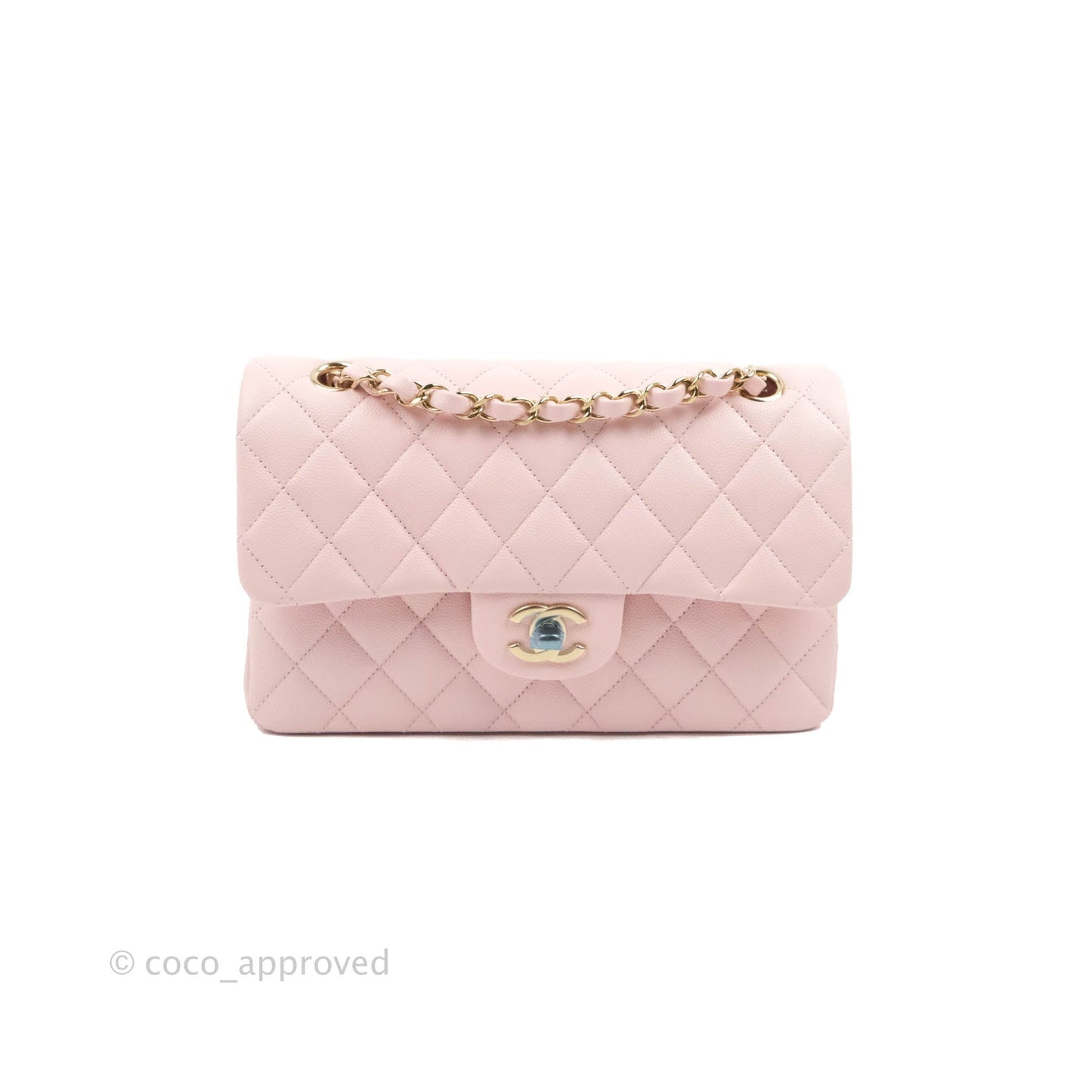Chanel Classic Small S/M Flap Pink Caviar Gold Hardware 22S