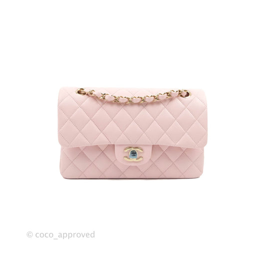 Chanel Classic Small S/M Flap Pink Caviar Gold Hardware 22S