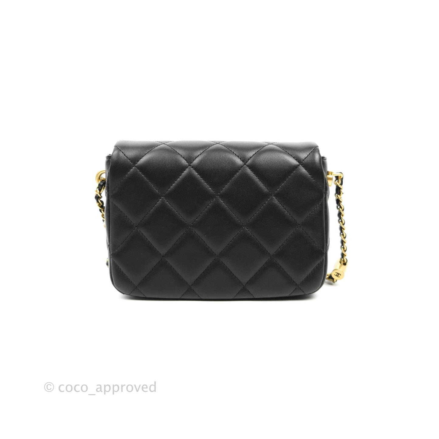 Chanel Quilted My Perfect Mini With Pearl Black Lambskin Gold Hardware