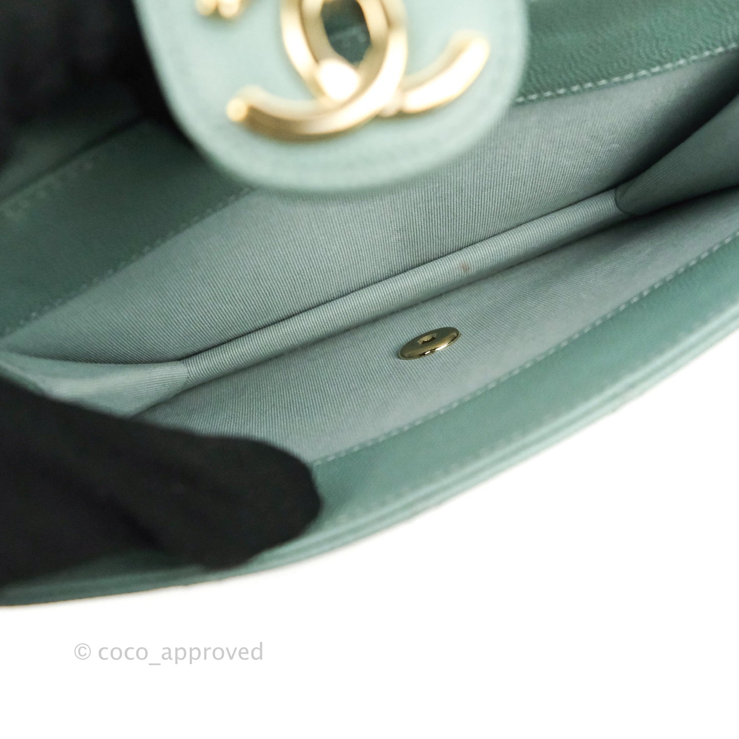 Chanel Quilted Like The Wallet Flap Blue-Greyish Caviar Gold Hardware