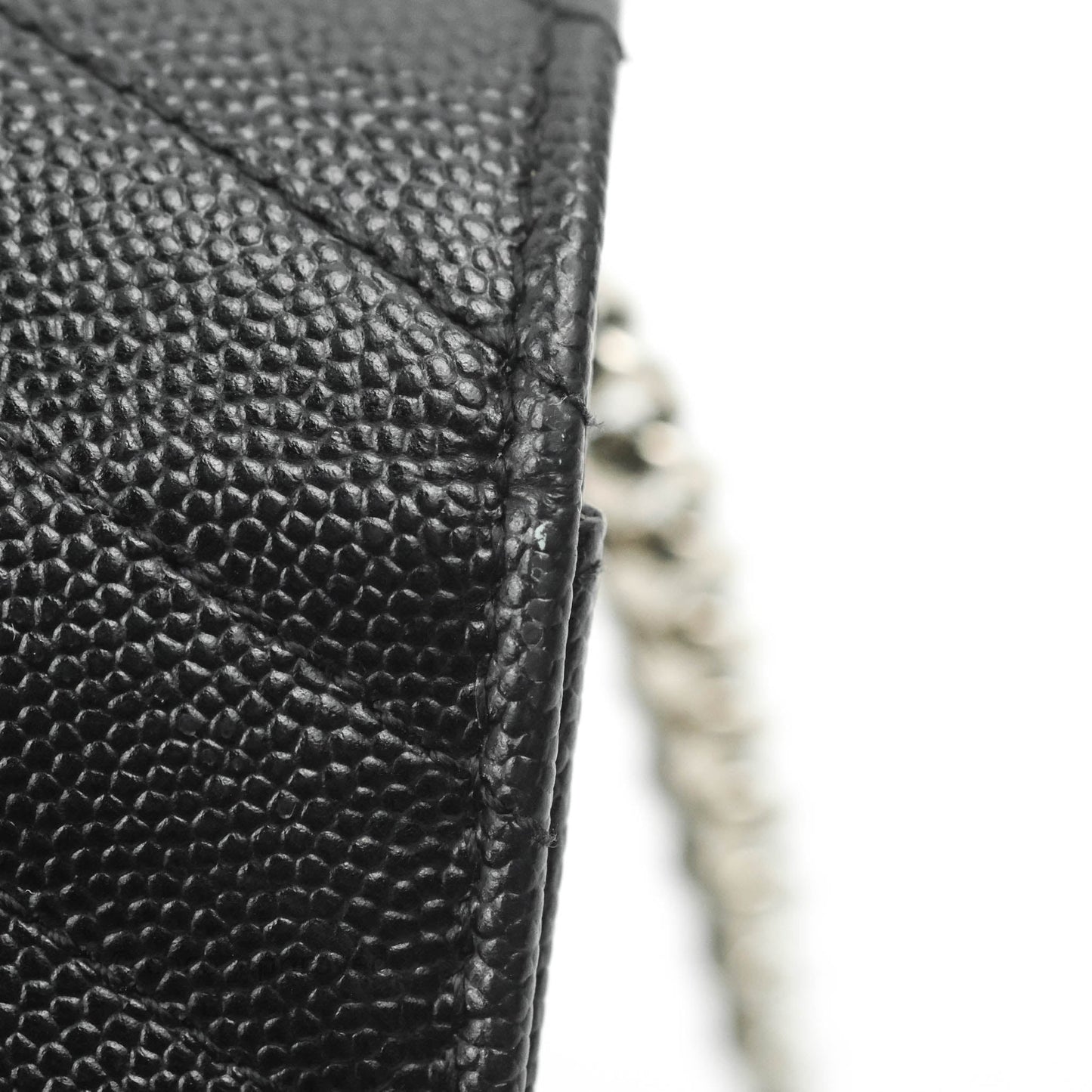 Saint Laurent Wallet on Chain WOC Black Grained Leather Silver Hardware