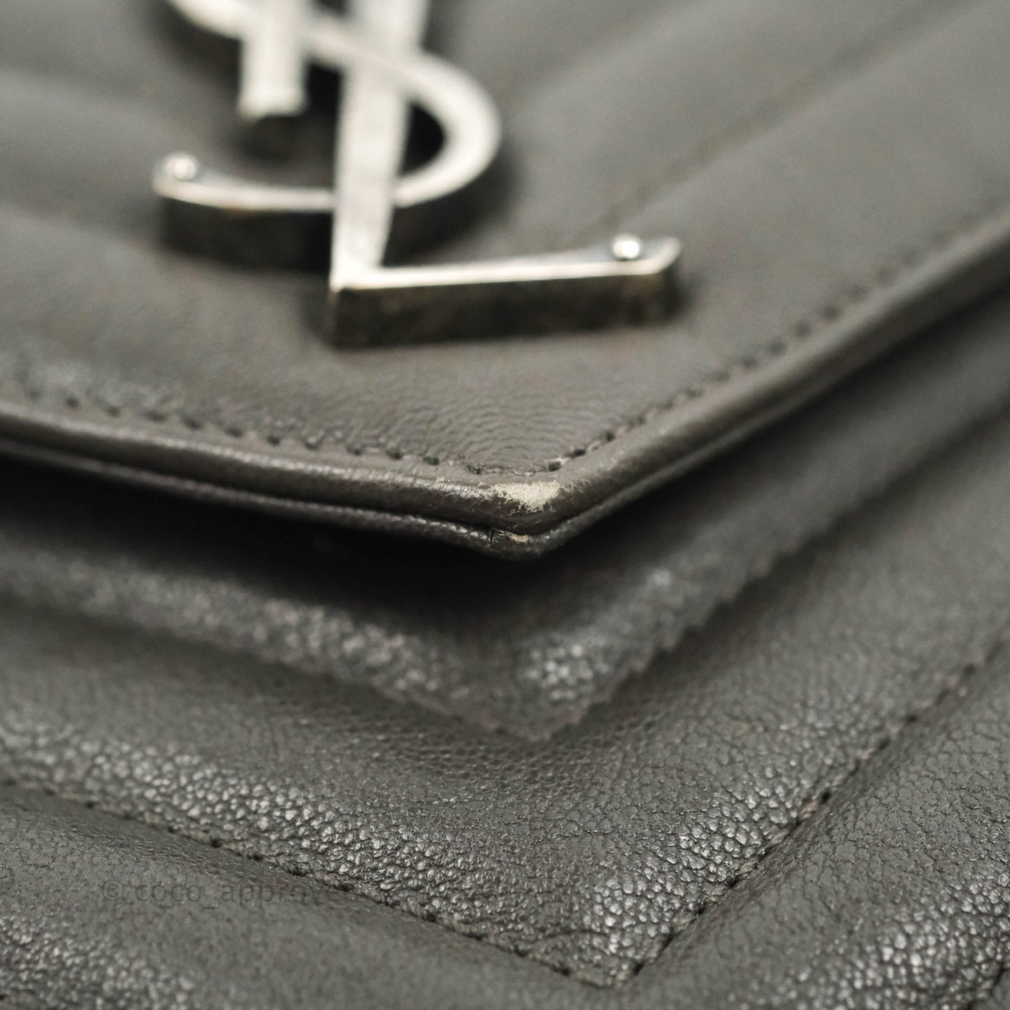 Saint Laurent Chevron Medium College Grey Chain Bag Ruthenium Hardware