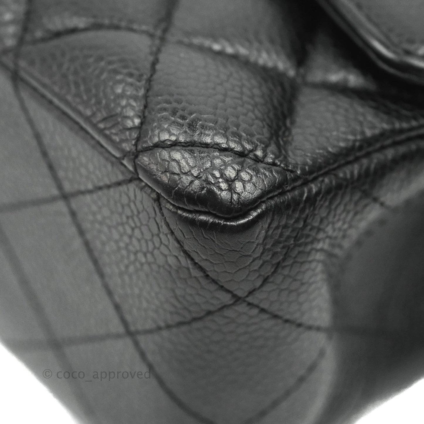 Chanel Vintage Classic M/L Medium Flap Quilted Black Caviar 24K Gold Hardware