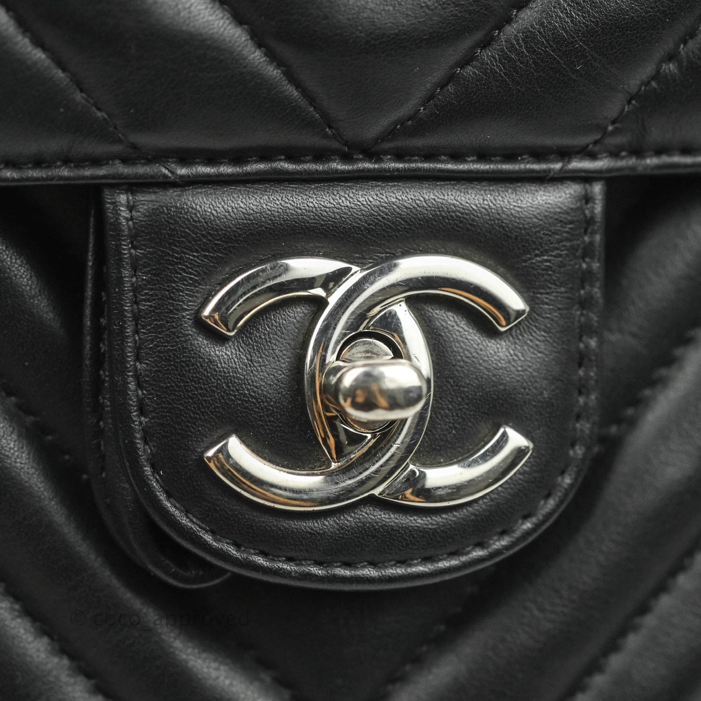 Chanel Medium Chevron Urban Spirit Backpack Black Calfskin Silver Hardware