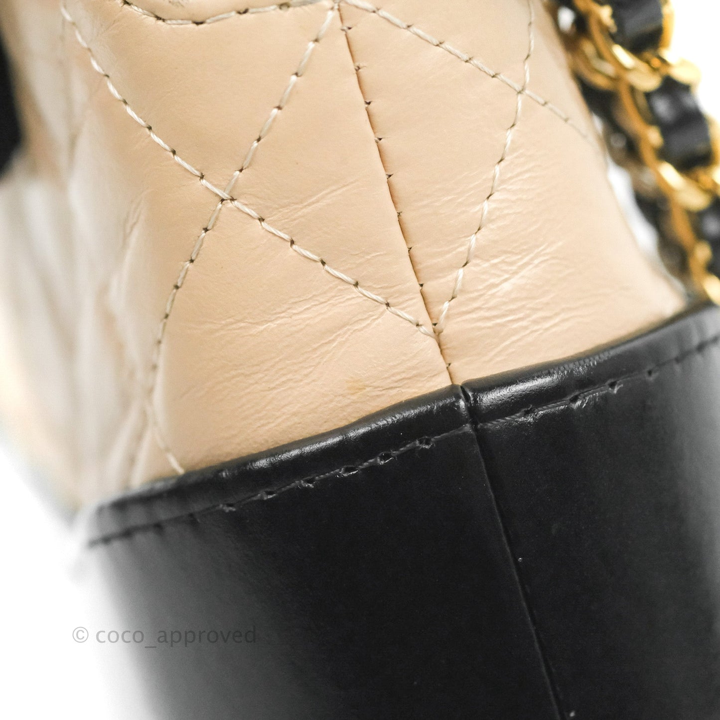 Chanel Gabrielle Clutch With Chain Aged Calfskin Beige/ Black Mixed Hardware