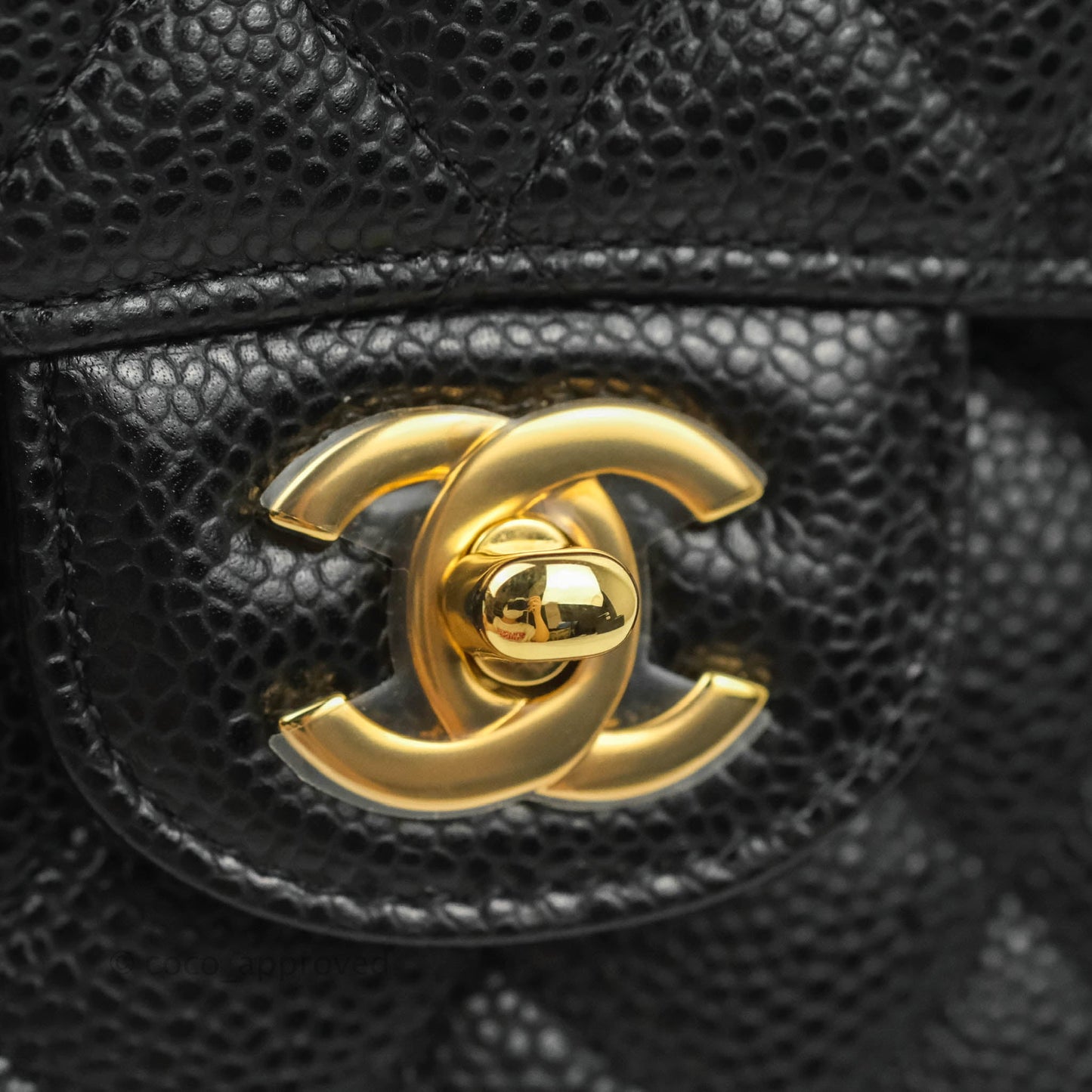 Chanel Classic M/L Medium Double Flap Black Caviar Gold Hardware