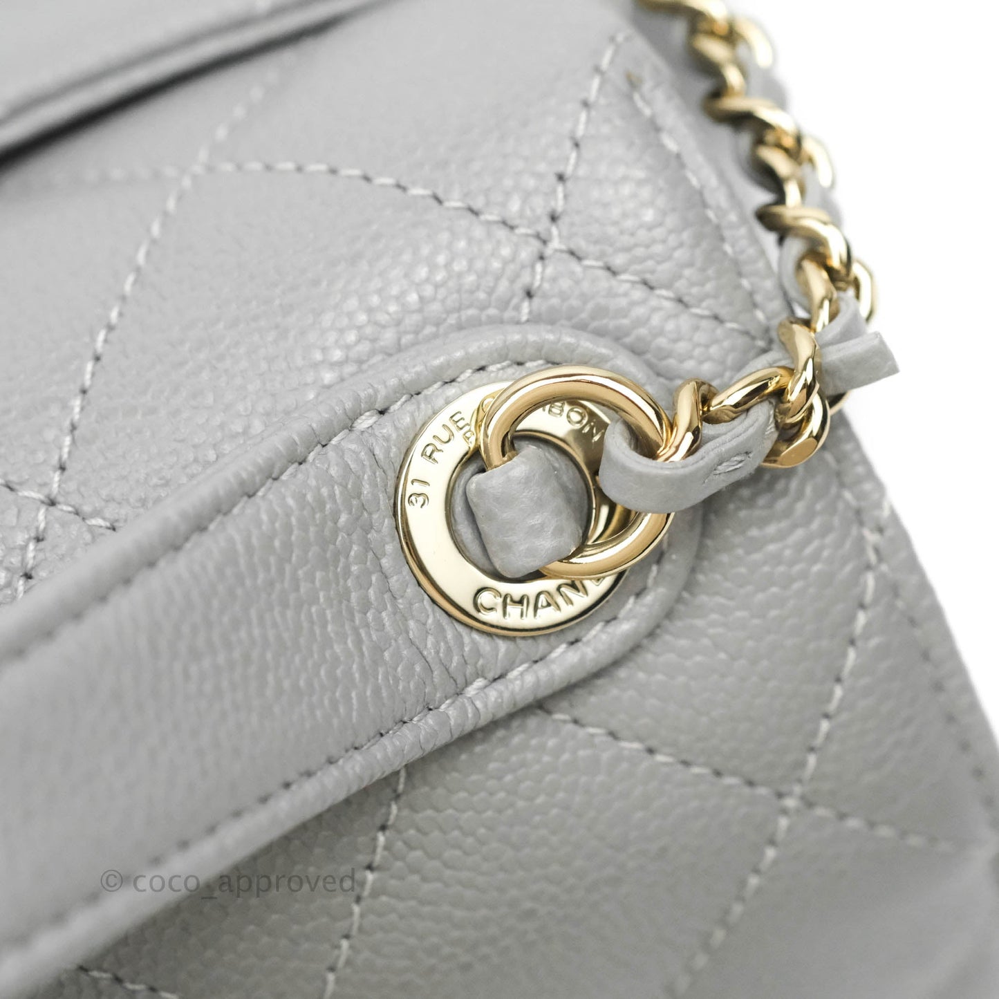 Chanel Quilted Small Business Affinity Flap Grey Caviar Gold Hardware