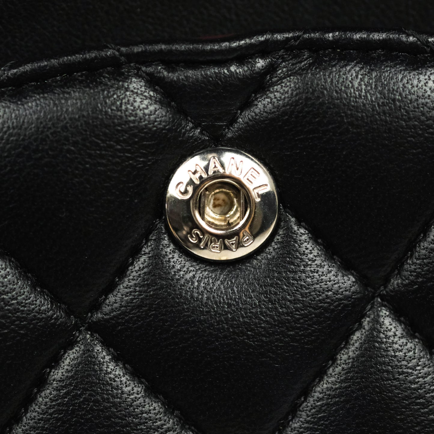 Chanel Classic M/L Medium Flap Quilted Black Lambskin Silver Hardware