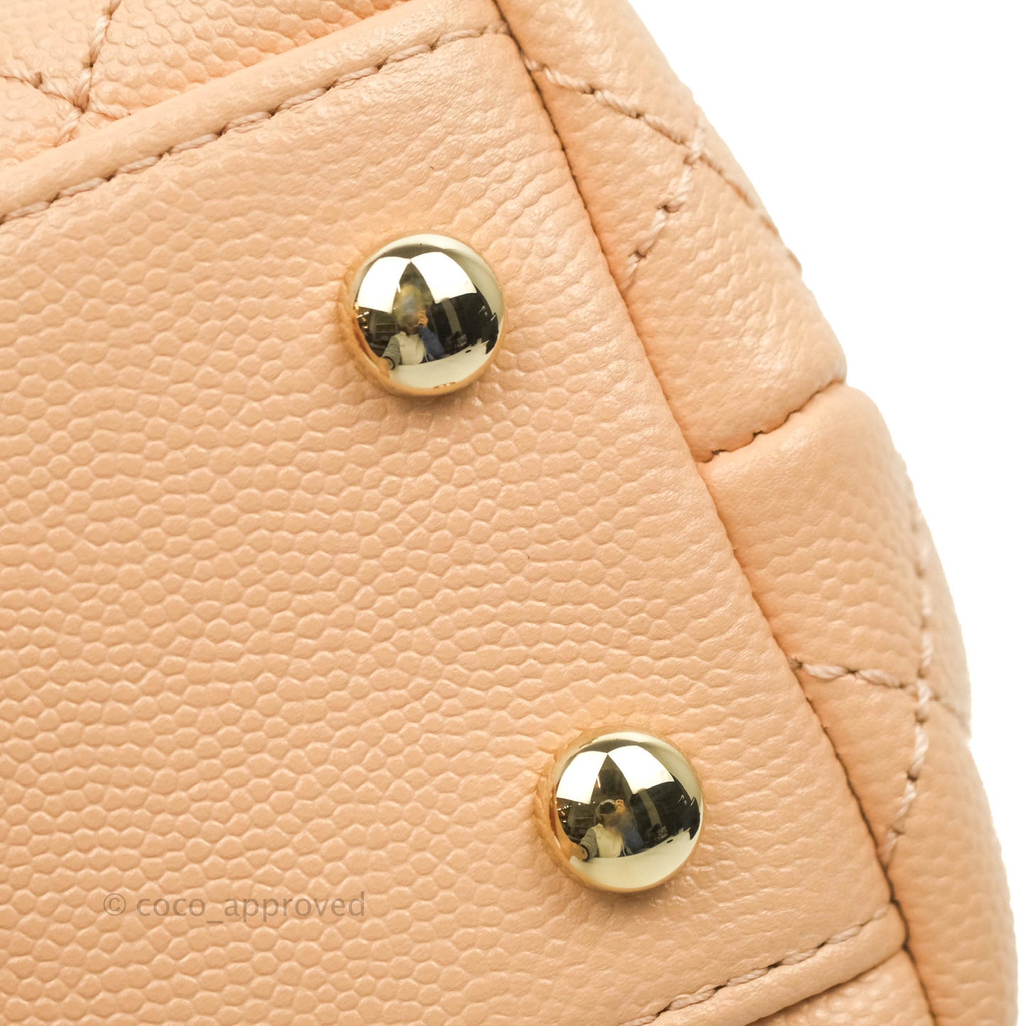 Chanel Mini Coco Handle Quilted Light Beige Pink Caviar Gold Hardware