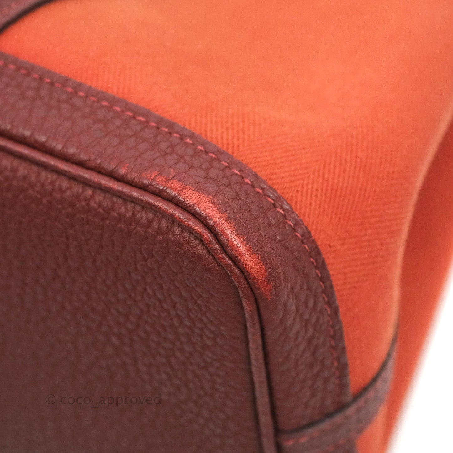 Hermes Garden Party 30 Brick/ Burgundy Canvas Negonda