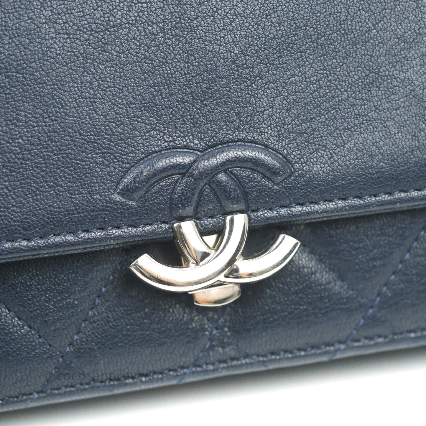 Chanel Urban Companion Wallet on Chain WOC Navy Calfskin Silver Hardware