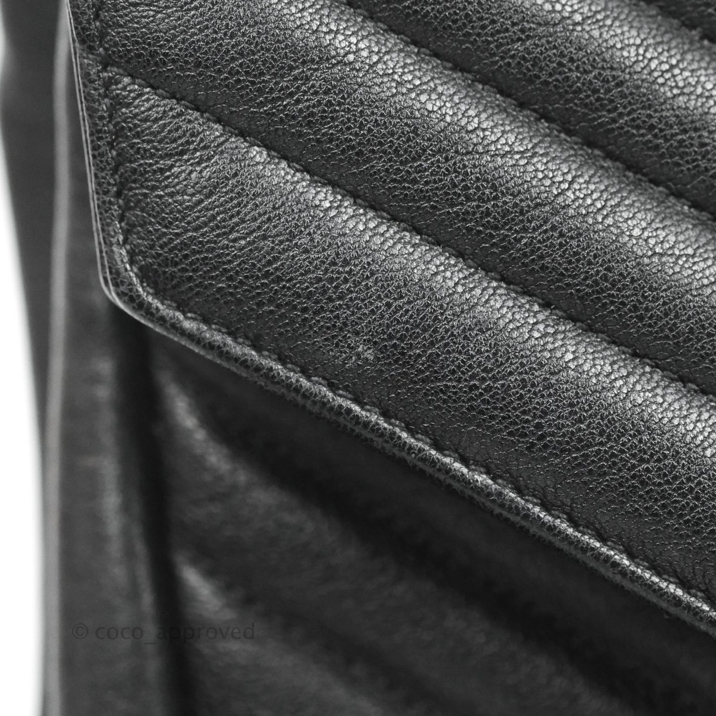 Saint Laurent Chevron Large College Black Chain Bag Ruthenium Hardware