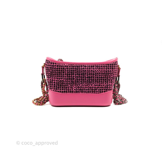 Chanel Small Gabrielle Hobo Pink/Black Tweed Mixed Hardware