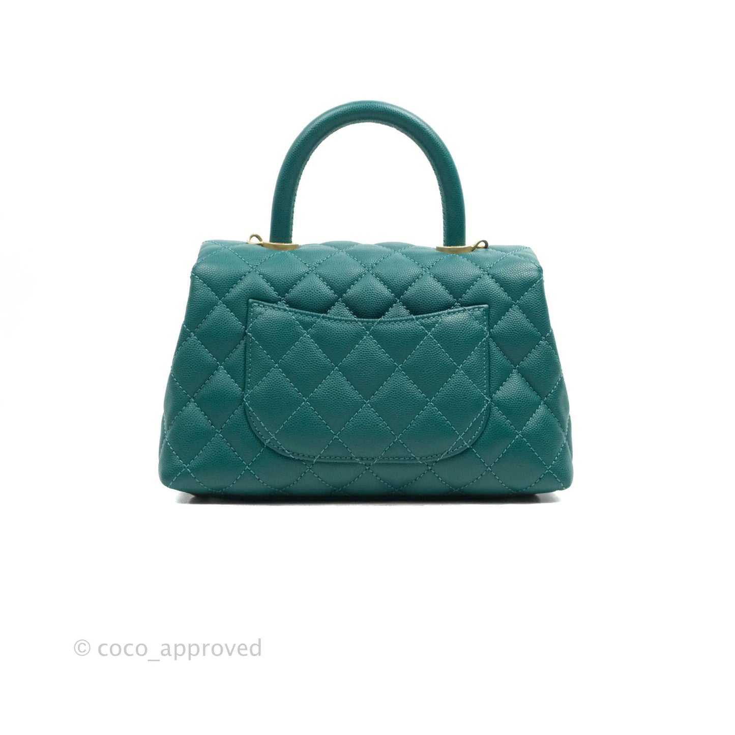 Chanel Small Quilted Coco Handle Teal Green Caviar Gold Hardware