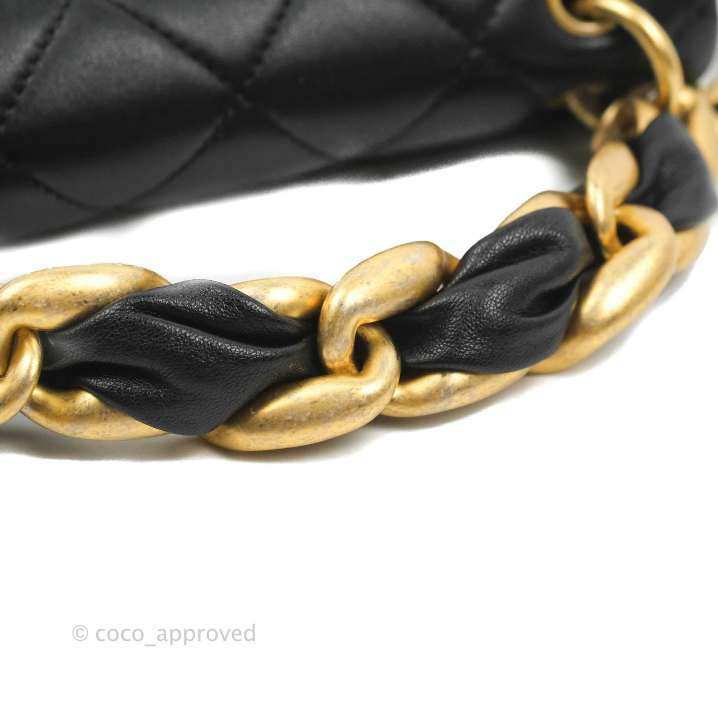 Chanel Entwined Chain Bag Black Lambskin Aged Gold Hardware
