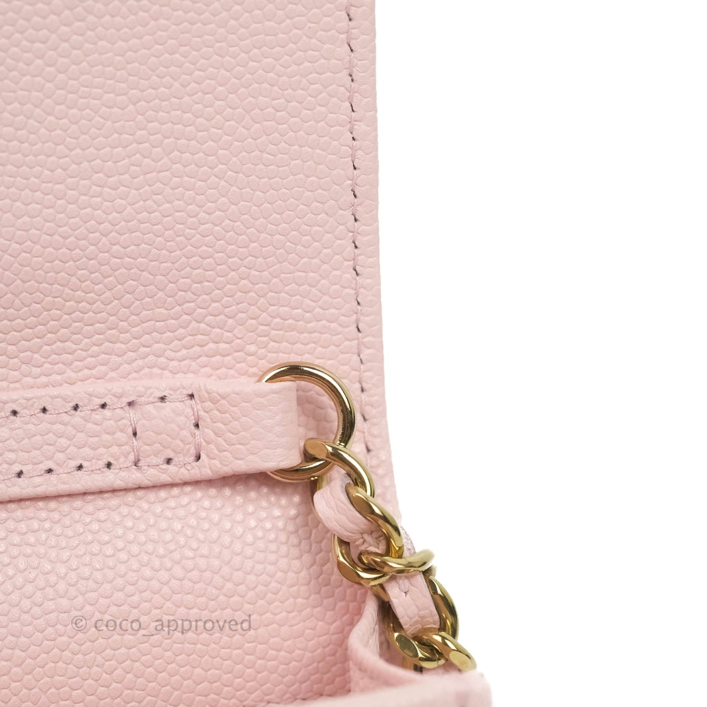 Chanel Mini Wallet With Chain Light Pink Caviar Gold Hardware