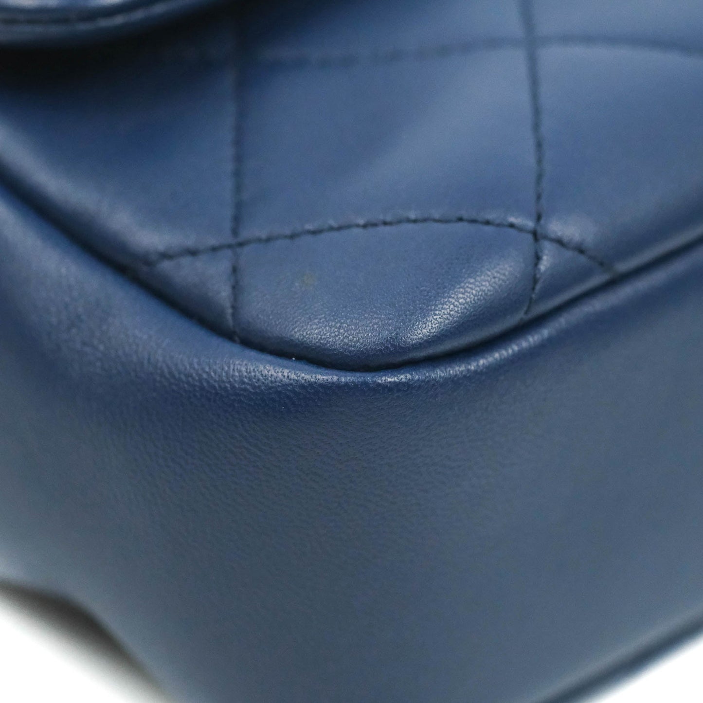 Chanel Circular Handle Flap Bag Navy Lambskin Aged Gold Hardware