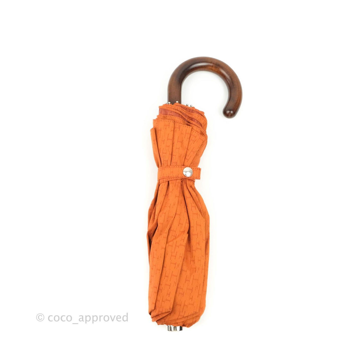 Hermès Pluie De H Folding Umbrella Classic Orange Jacquard Canvas