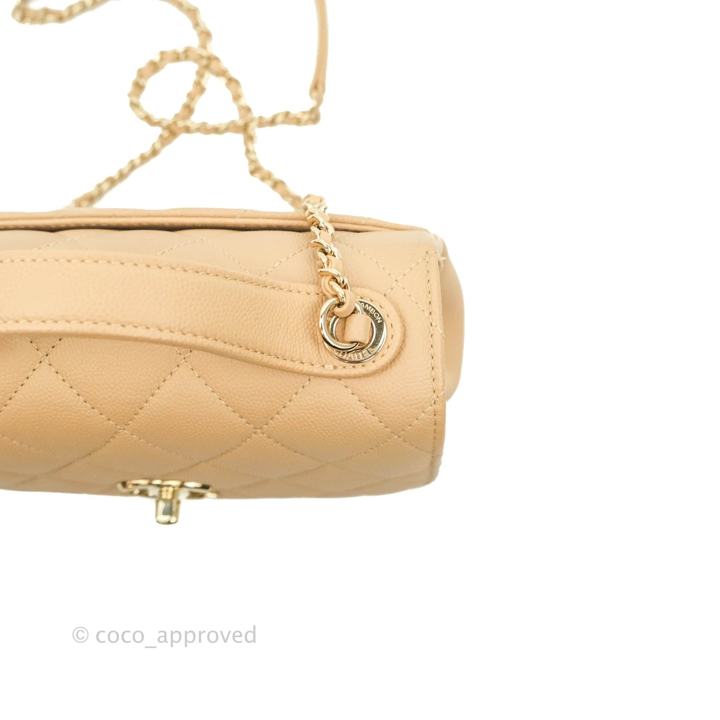 Chanel Quilted Small Business Affinity Flap Dark Beige Caviar Light Gold Hardware