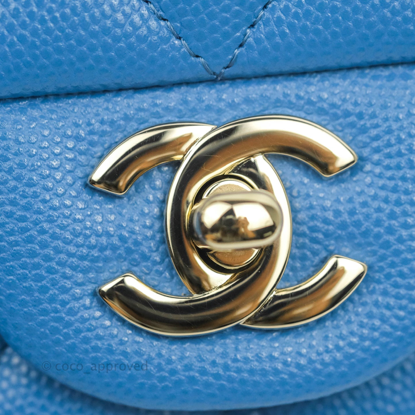 Chanel Classic M/L Medium Flap Quilted Blue Caviar Gold Hardware