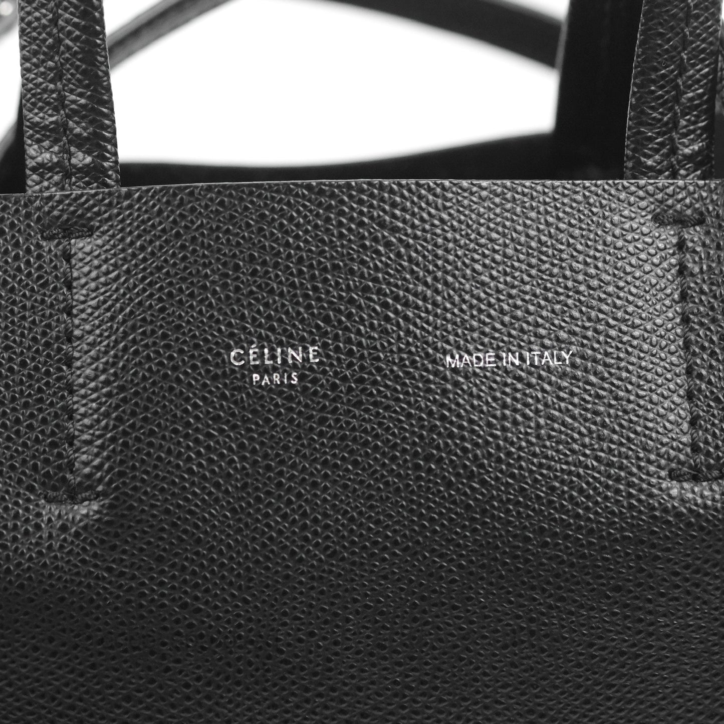 Celine Small Vertical Cabas Tote Black Grained Calfskin Silver Hardware