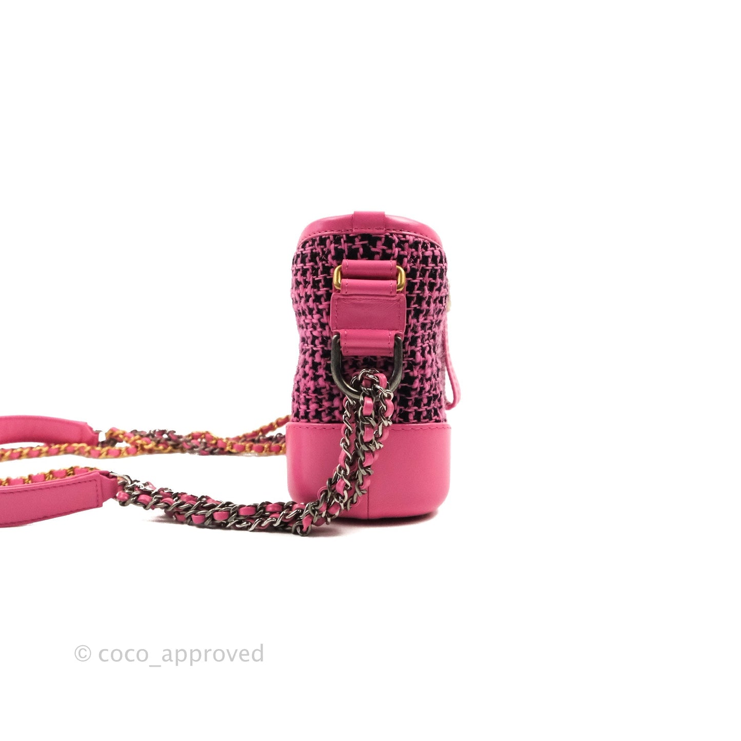 Chanel Small Gabrielle Hobo Pink/Black Tweed Mixed Hardware