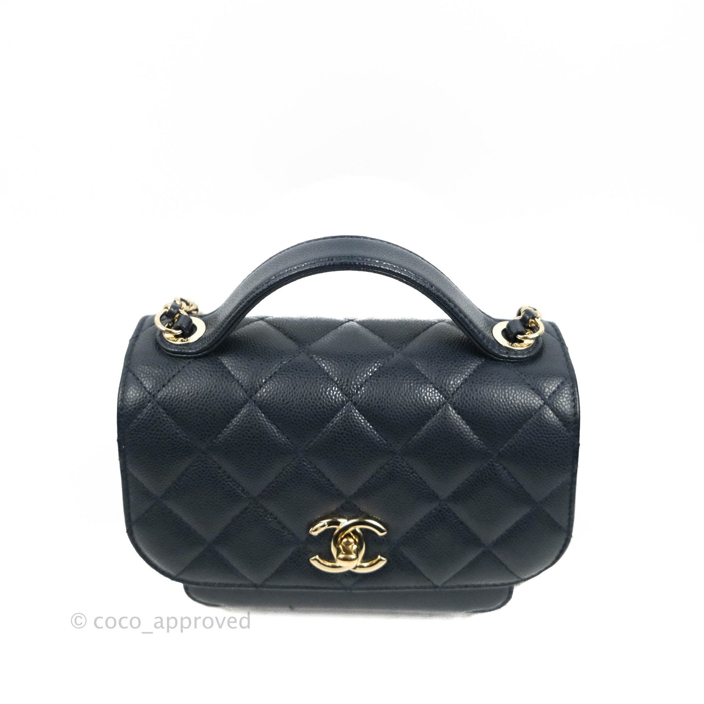 Chanel Quilted Small Business Affinity Flap Navy Caviar Gold Hardware