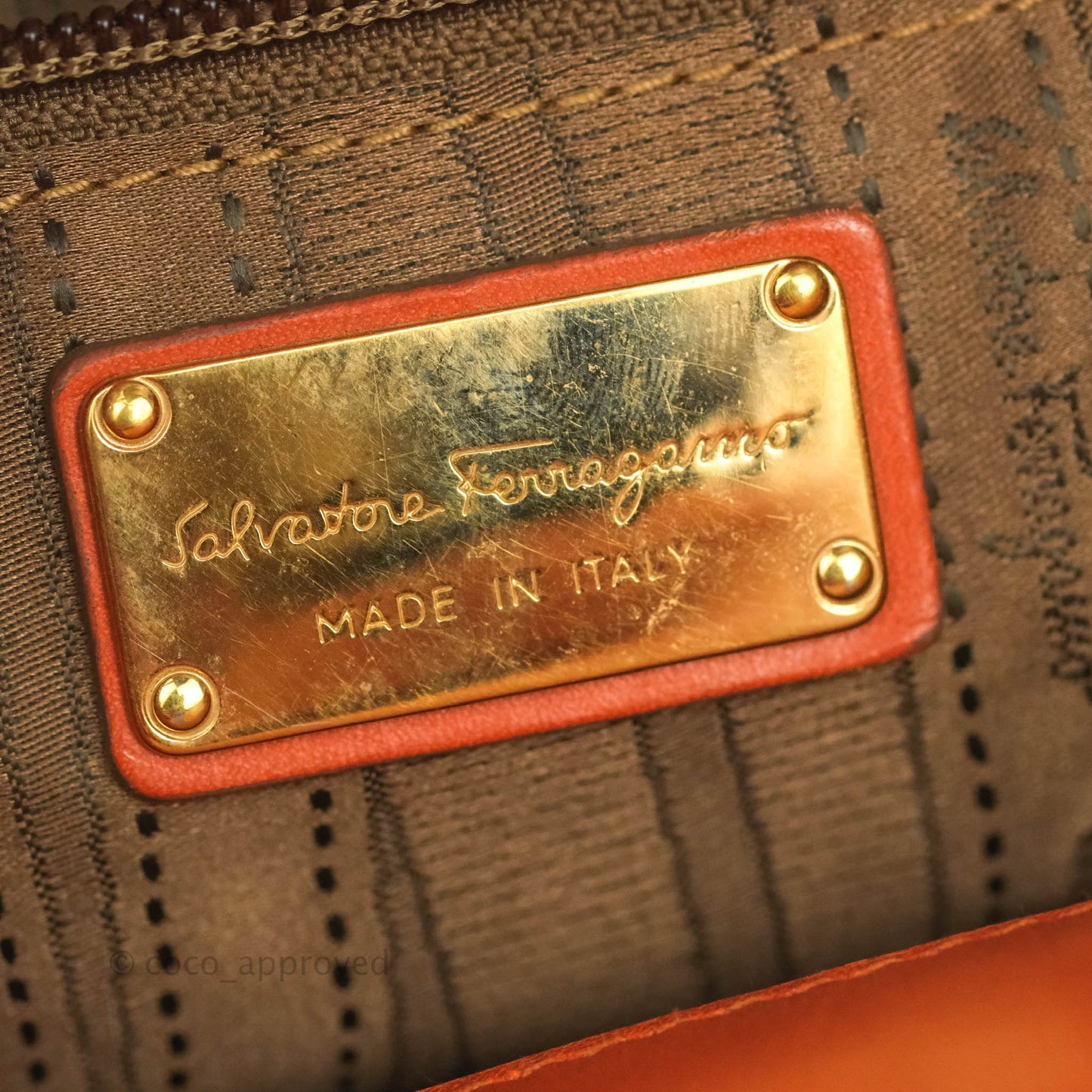 Salvatore Ferragamo Orange Top Handle Bag With Strap