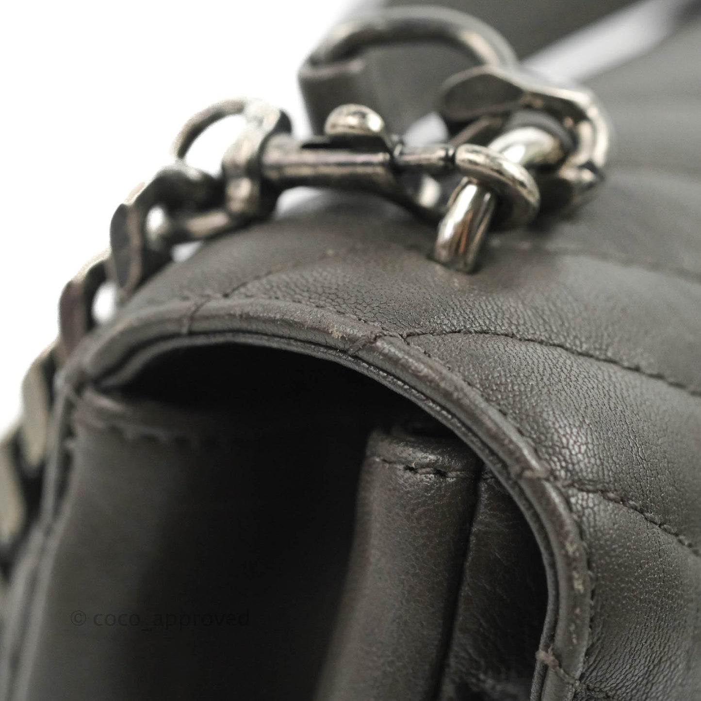Saint Laurent Chevron Medium College Grey Chain Bag Ruthenium Hardware